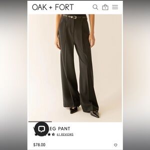 Oak+fort Black high waisted wide leg pants size 4